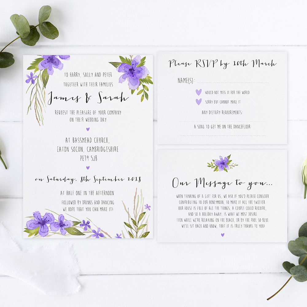 'Pretty in Purple' Sleeve Invite Sample