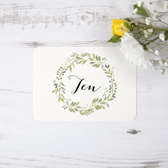'Green Floral Watercolour' Table Name/Number