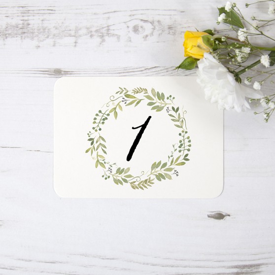 'Green Floral Watercolour' Table Name/Number