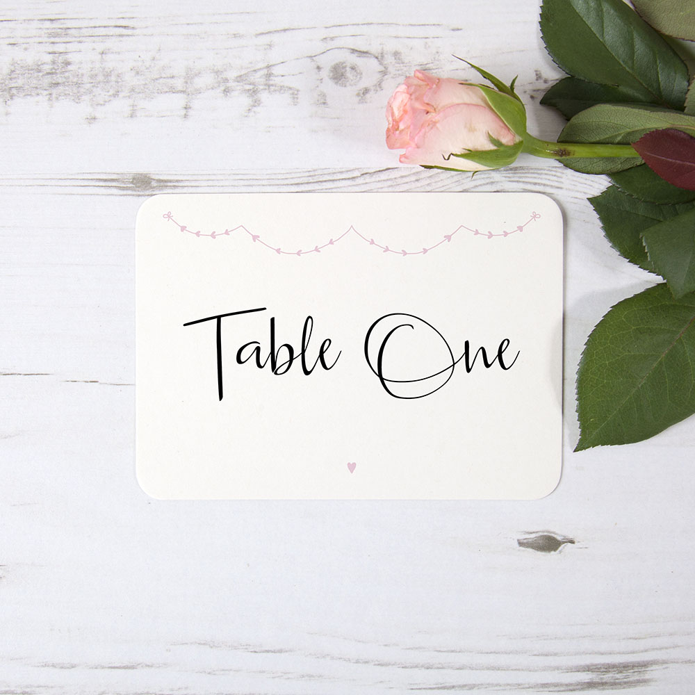 'Pink Heart Bunting' Table Name/Number