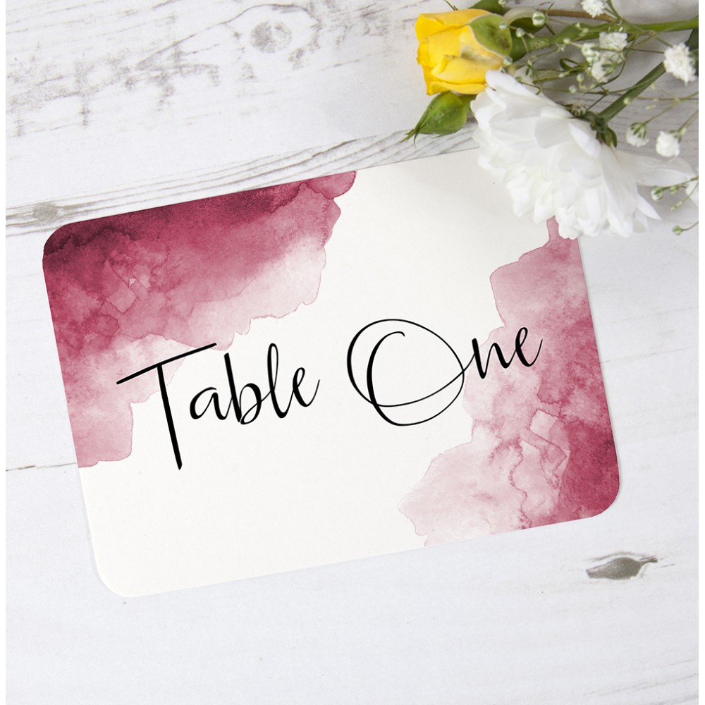 'Red Watercolour Splash' Table Name/Number