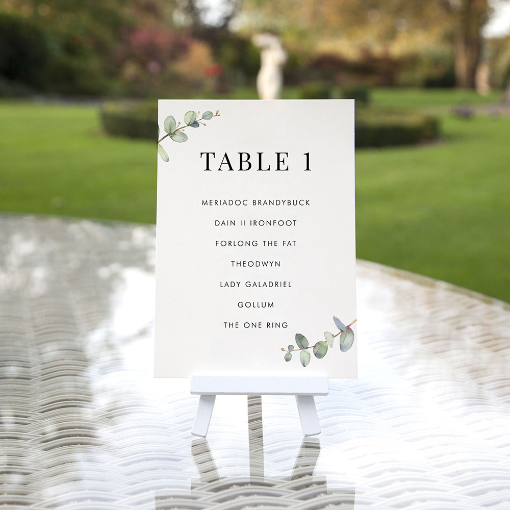 'Campagna Eucalyptus CP03’ Table Plan Cards