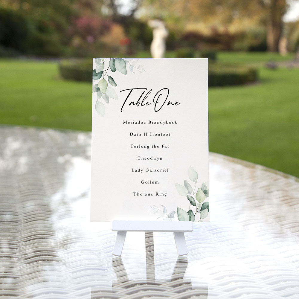 'Dreamy Eucalyptus' Table Plan Cards