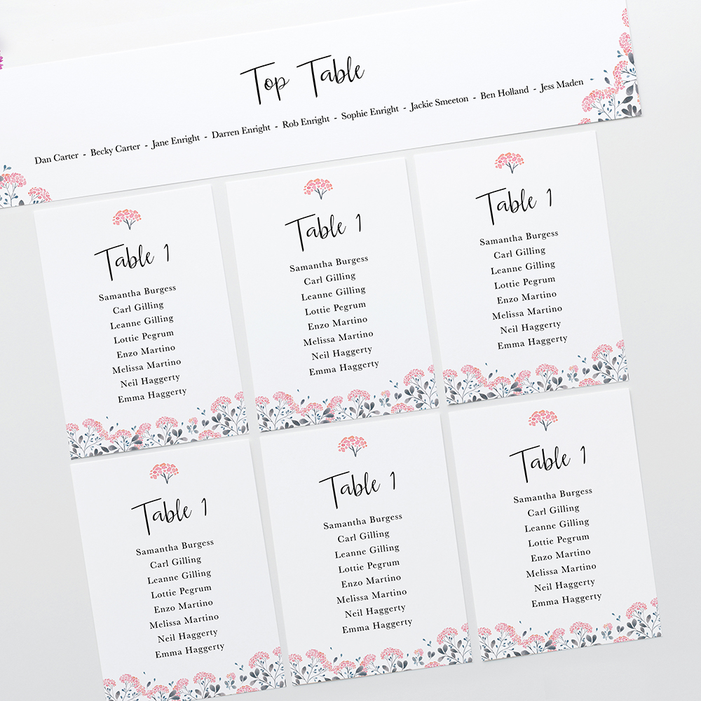 'Felicity' Table Plan Cards