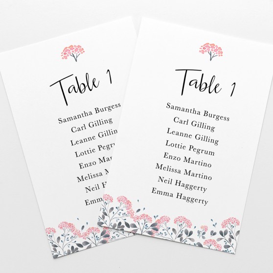 'Felicity' Table Plan Card Sample