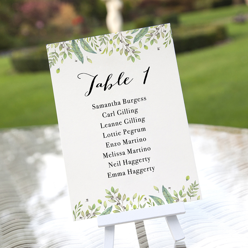 'Imogen' Table Plan Card Sample
