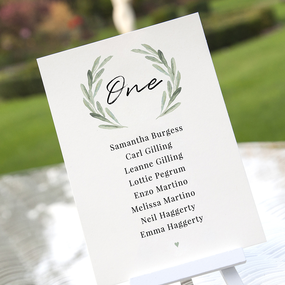 'Olive' Table Plan Cards