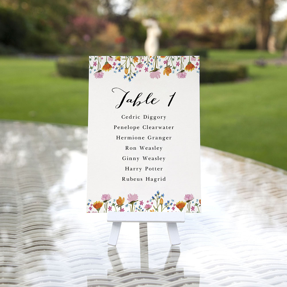 'Wild Floral' Table Plan Cards