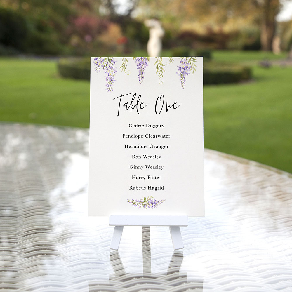 'Wisteria' Table Plan Card Sample