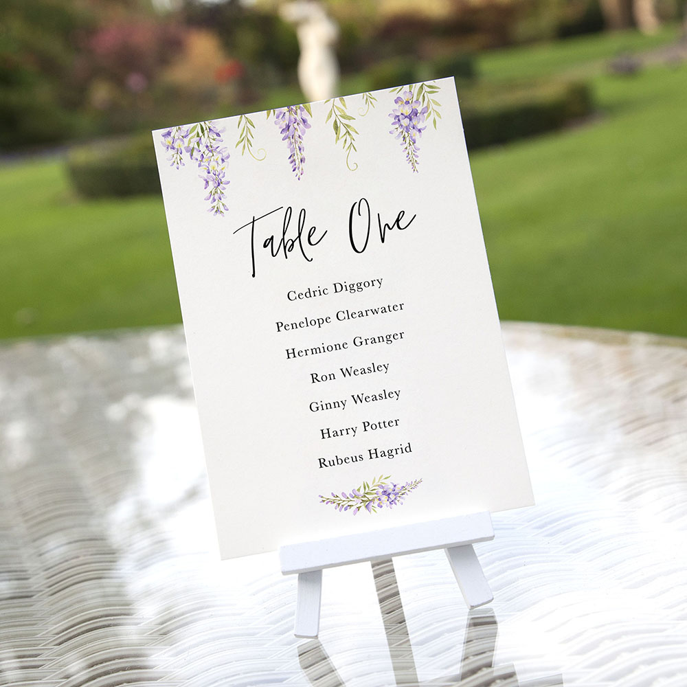 'Wisteria' Table Plan Card Sample