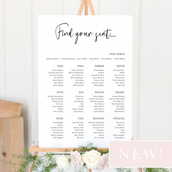 'Calligraphy 2' Large White Table Plan A2/A1