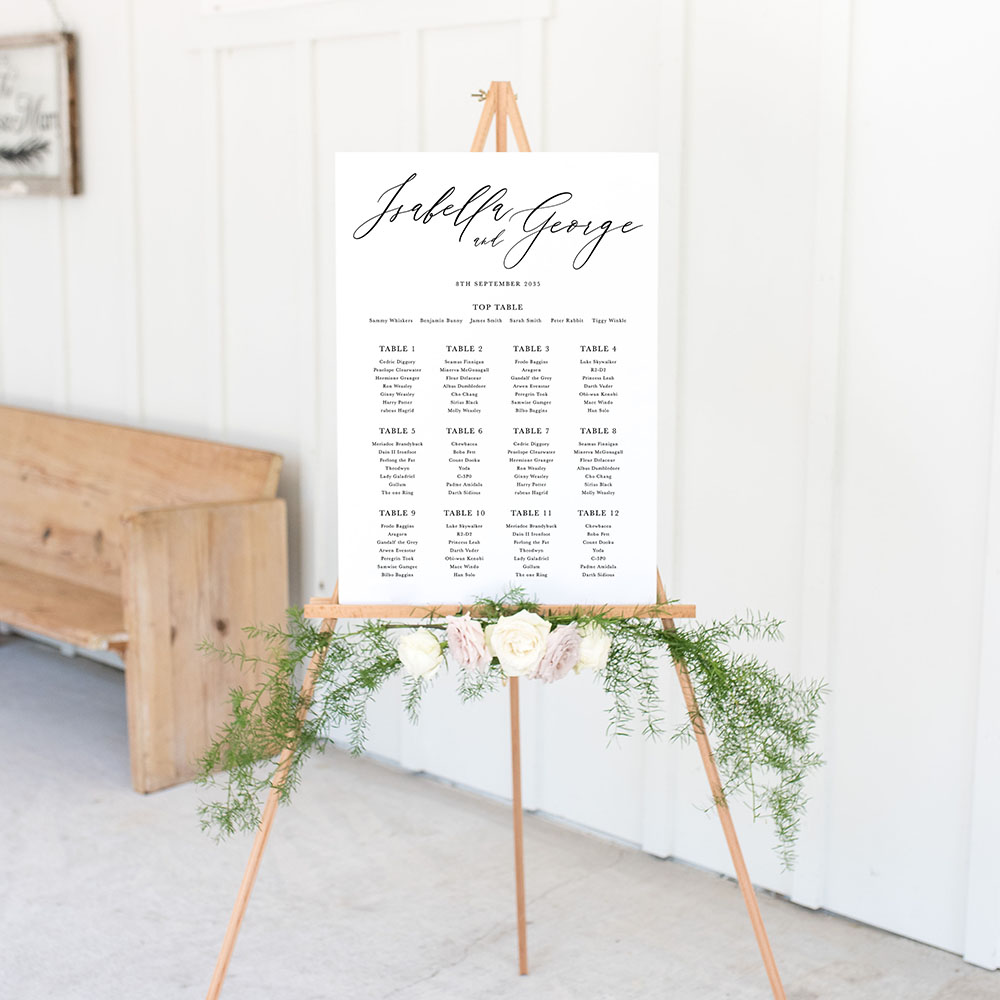 'Calligraphy 4' Large White Table Plan A2/A1
