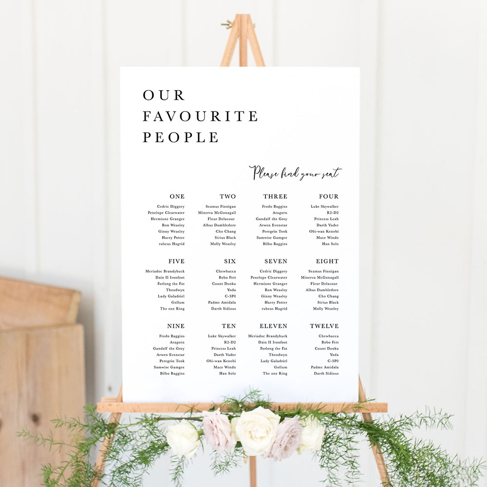 'Calligraphy 5' Large White Table Plan A2/A1