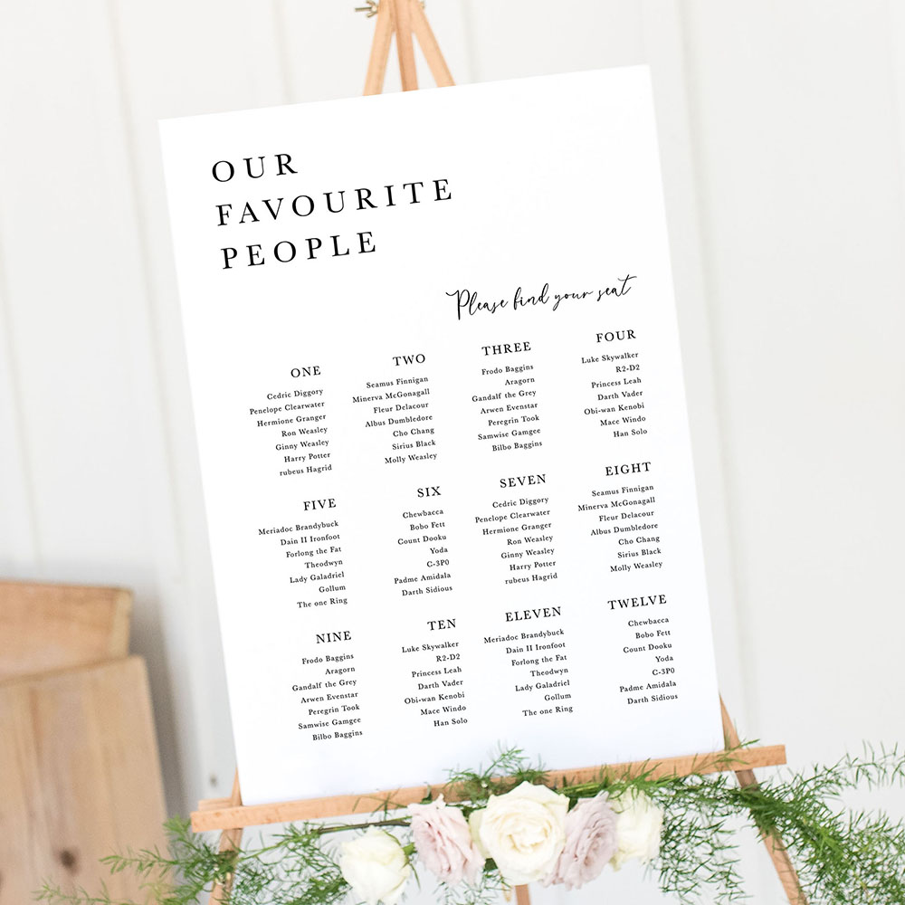 'Calligraphy 5' Large White Table Plan A2/A1