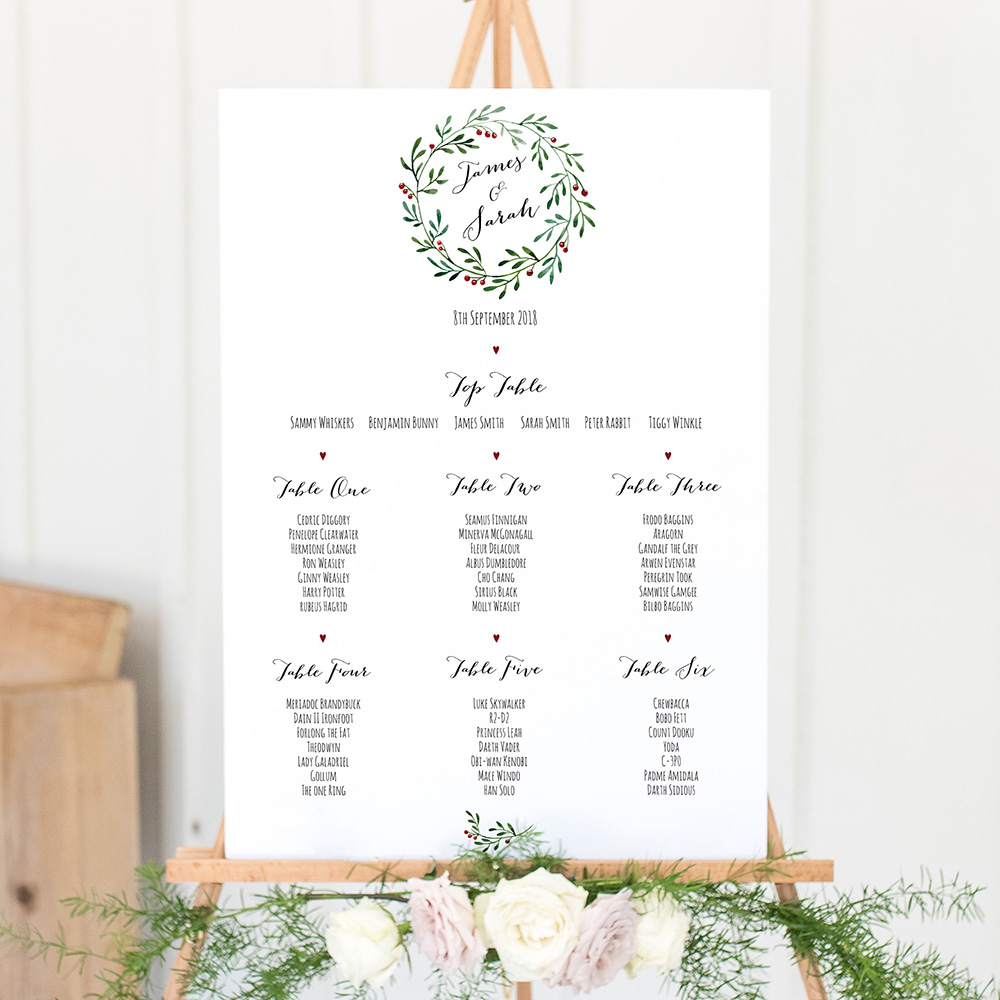 'Christmas' Large White Table Plan A2/A1