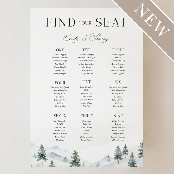 'Elegant Snowy Scene' Large White Table Plan A2/A1/A0
