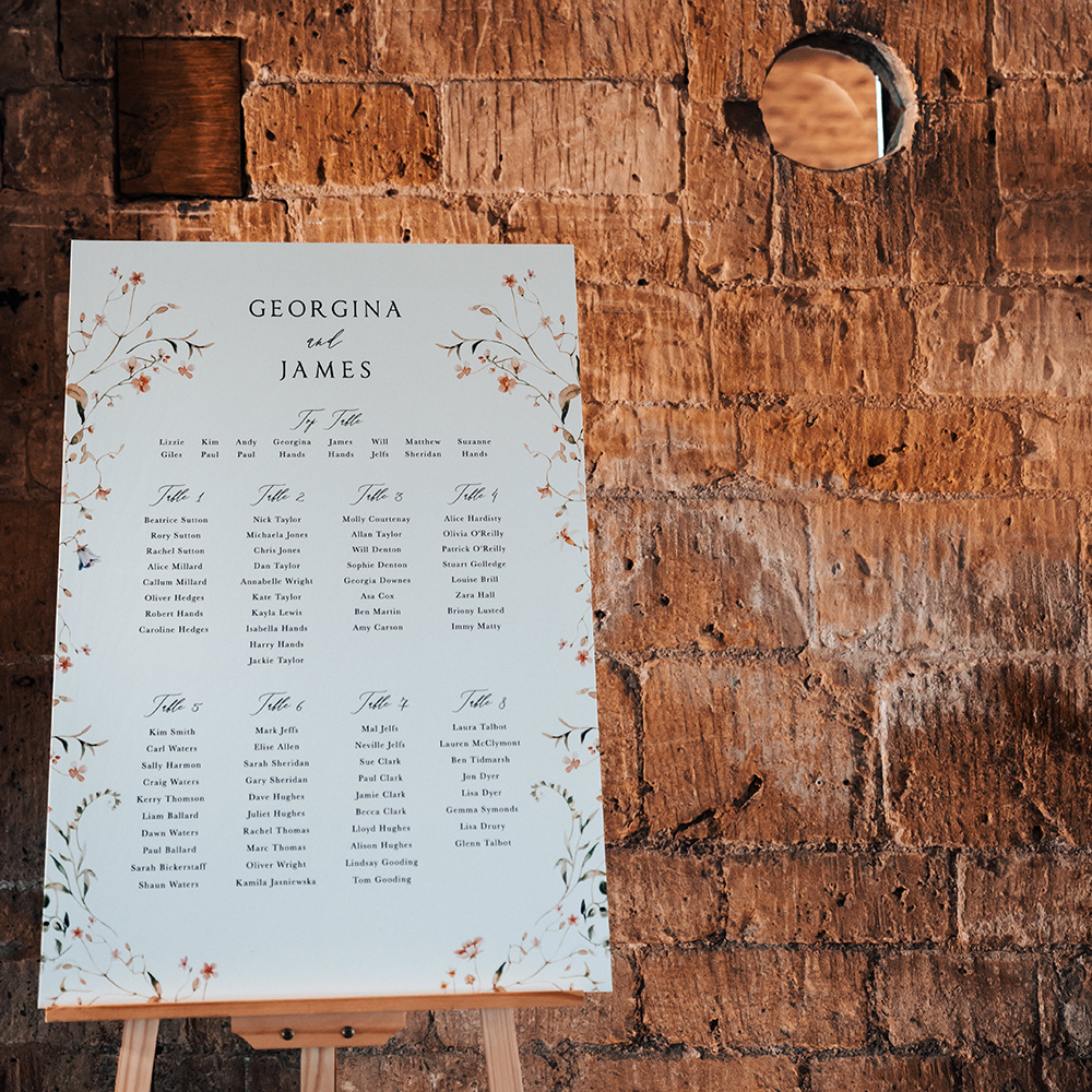 'Vintage Botanical V001' Large White Table Plan A2/A1/A0