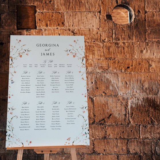 'Vintage Botanical V001' Large White Table Plan A2/A1/A0