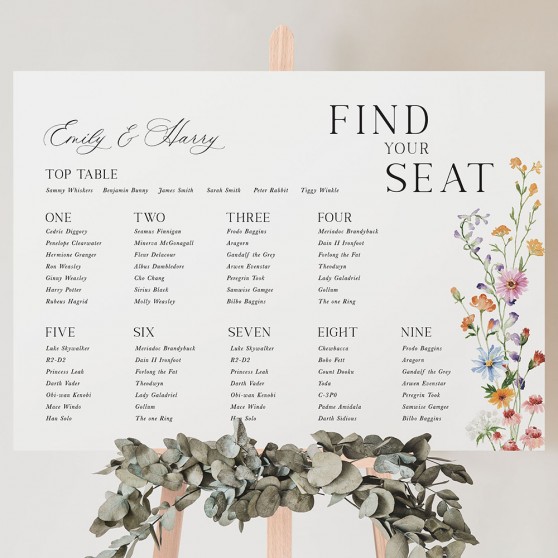 'Wild Flower Garden' Large White Table Plan A2/A1/A0
