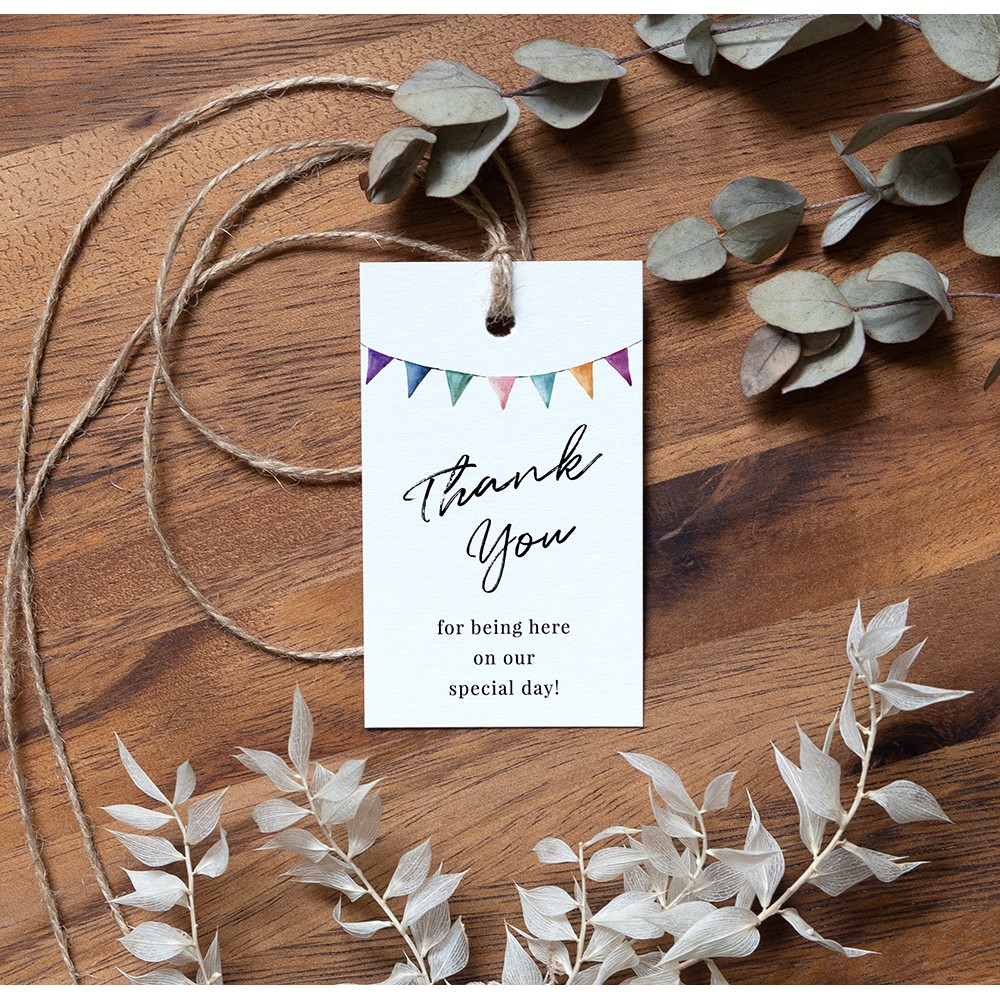 'Watercolour Bunting' Favour Tags