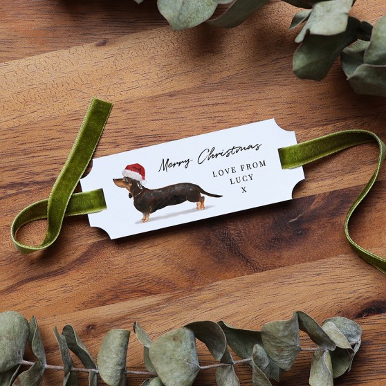 'Christmas Sausage Dog' Favour Tags