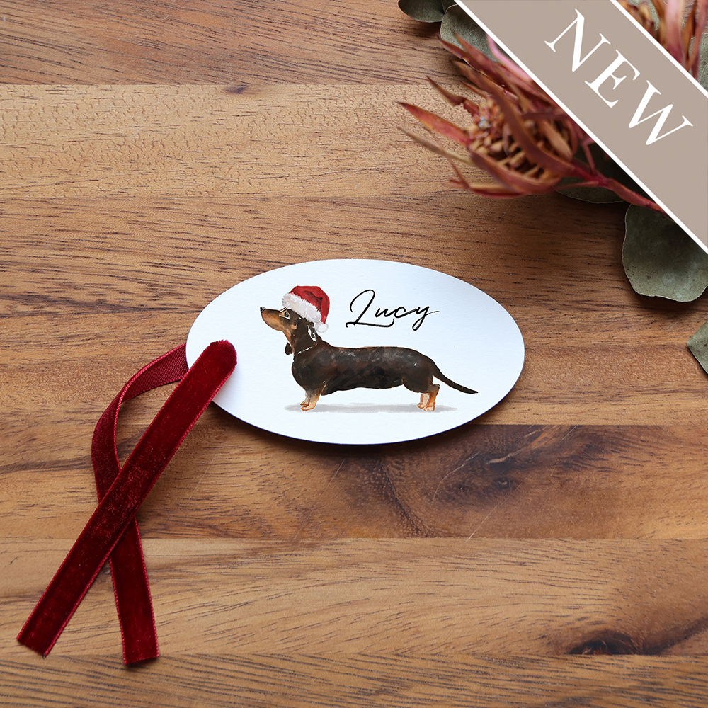 'Christmas Sausage Dog' Favour Tags