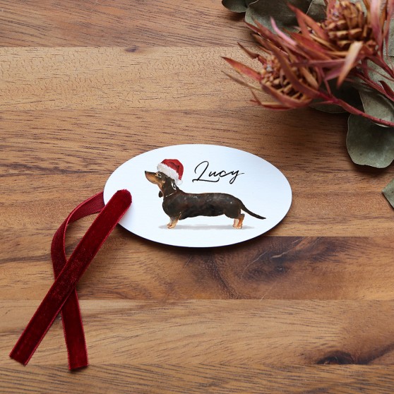 'Christmas Sausage Dog' Favour Tags