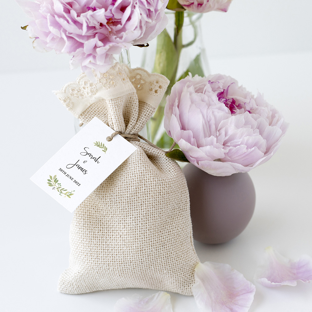 'Green Floral Watercolour' Favour Tags