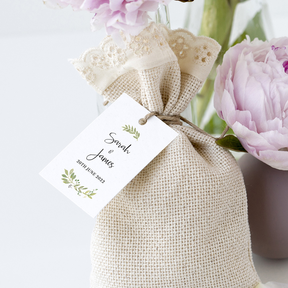 'Green Floral Watercolour' Favour Tags