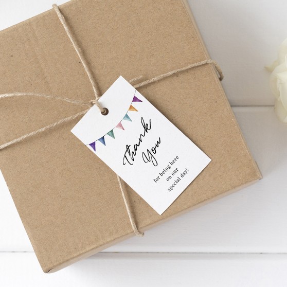 'Watercolour Bunting' Favour Tags