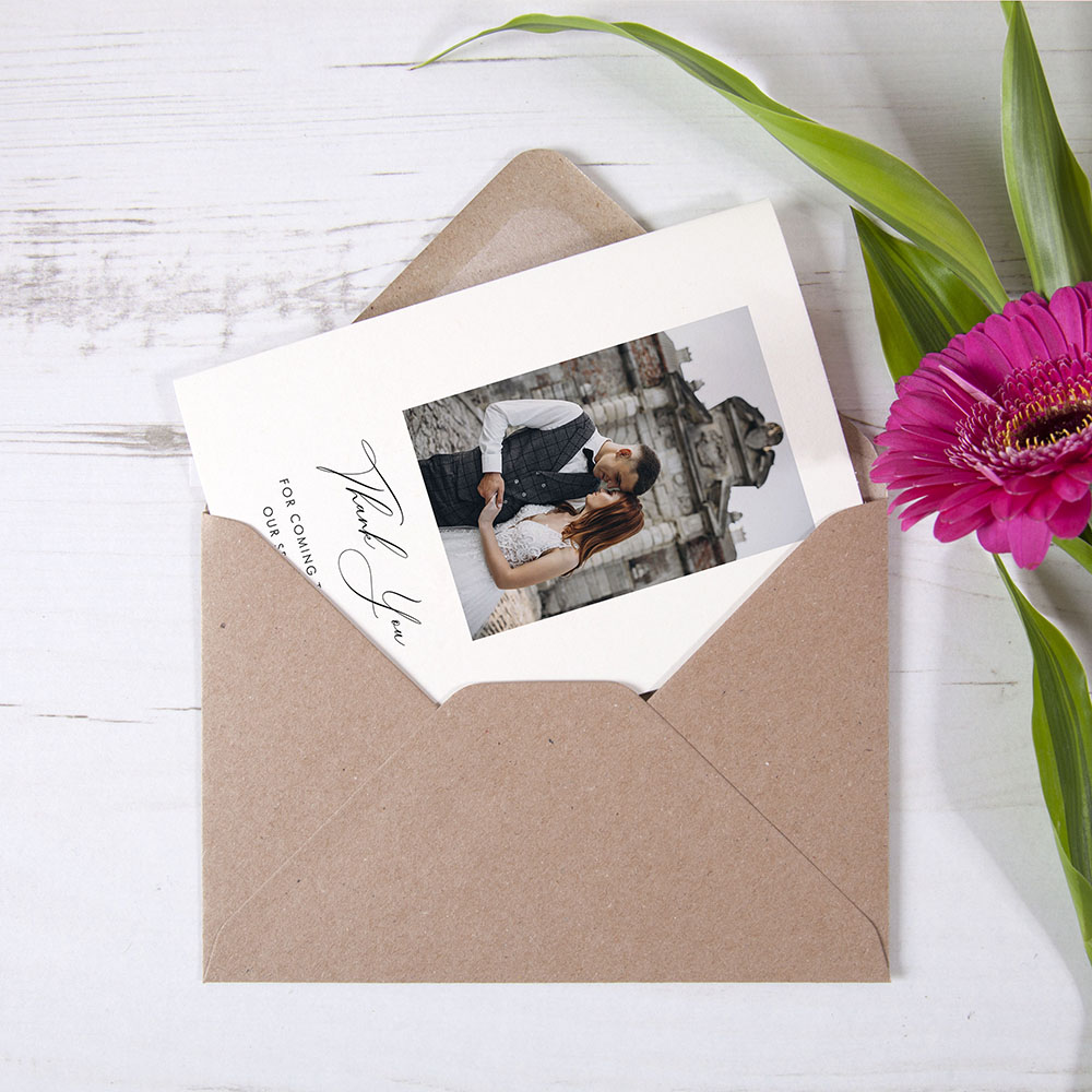 'Calligraphy 1' Folded Photo Thank You Card