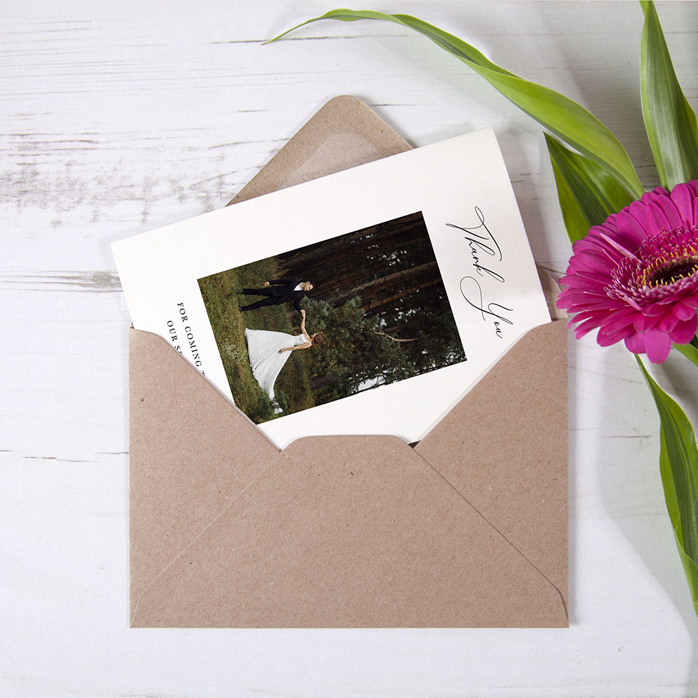 'Calligraphy 3' Folded Photo Thank You Card