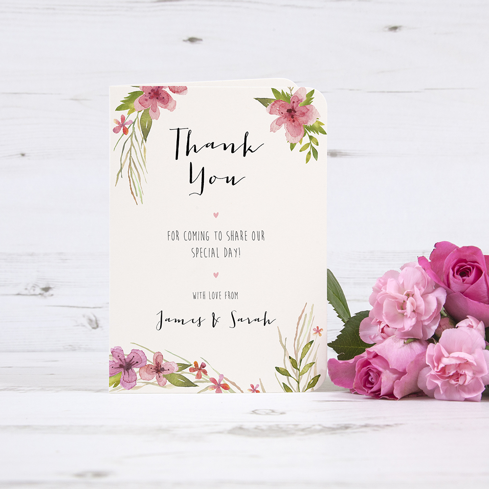 'Pretty in Pink' Folded Thank You Card