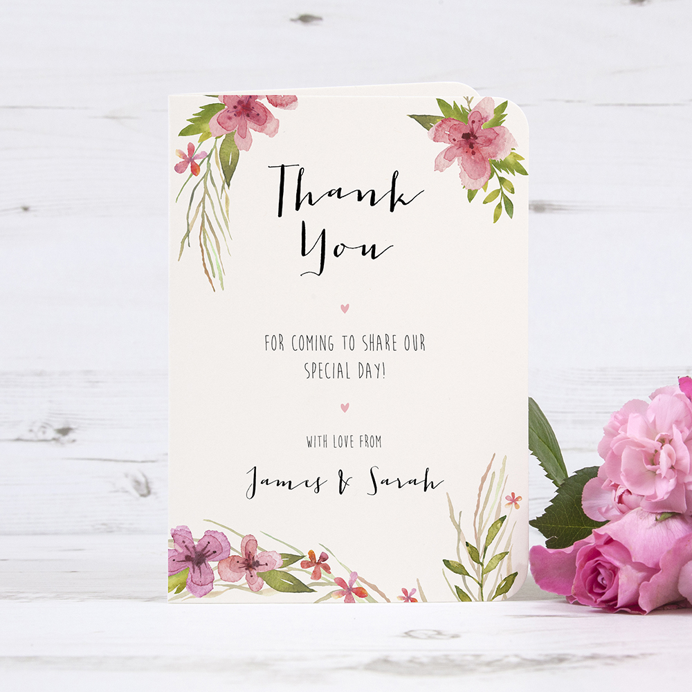 'Pretty in Pink' Folded Thank You Card