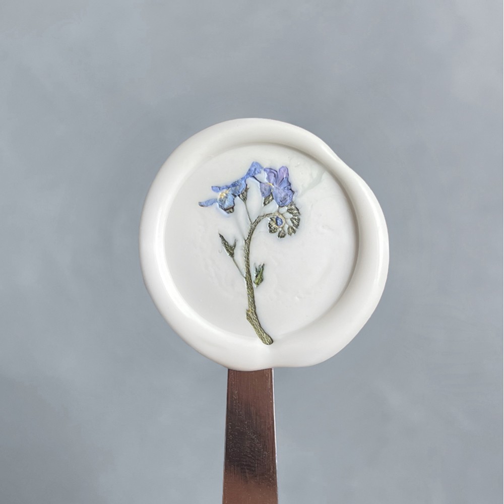 Wax Seals with Pressed Blue Forget Me Not Flowers