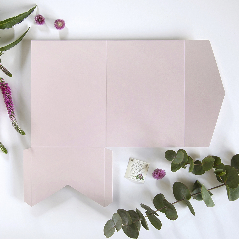 Blush Pink Foil Pressed Pocketfold Envelopes