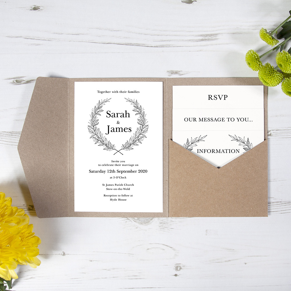 envelopes Set of 20 incl Pocketfold Set Kraft Paper with Matching Envelopes for Your Wedding Invitation